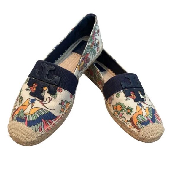 TORY BURCH WESTON FLAT ESPADRILLE Promised Land/Royal Navy Size 8 - Picture 1 of 10